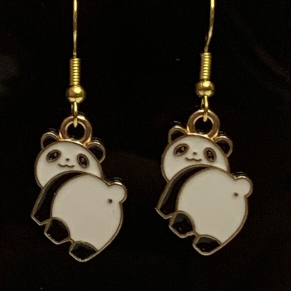 Panda Earring, Panda Bear Jewelry, Gift, Panda Jewelry, Silly Animal Earring - Picture 1 of 7
